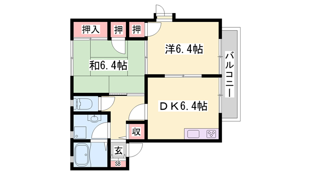 ガーデンハイツ緑ヶ丘２　A棟の物件間取画像