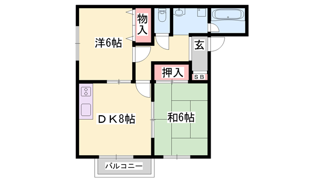 ハイツ宝林 A棟の物件間取画像