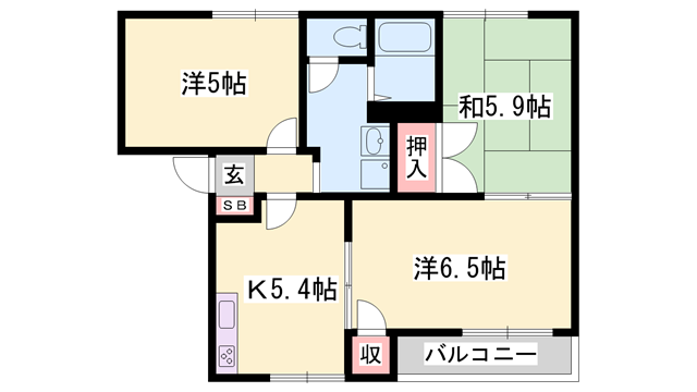 リバーサイドⅡAの物件間取画像