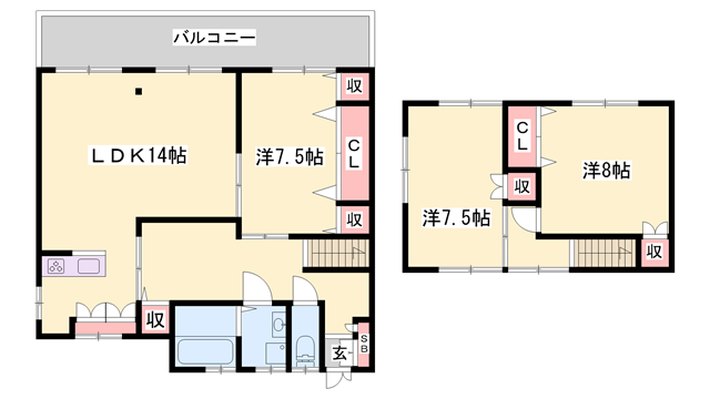 揖西町中垣内貸家の物件間取画像