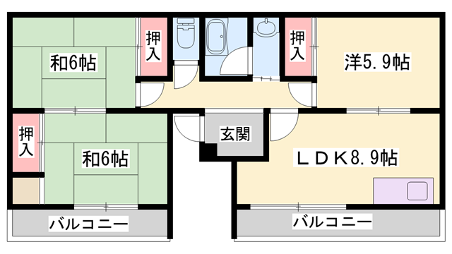 野里マンションの物件間取画像