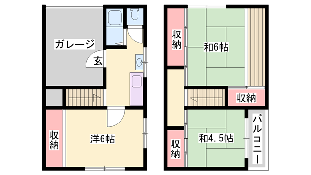 西庄二戸一貸家 東側の物件間取画像