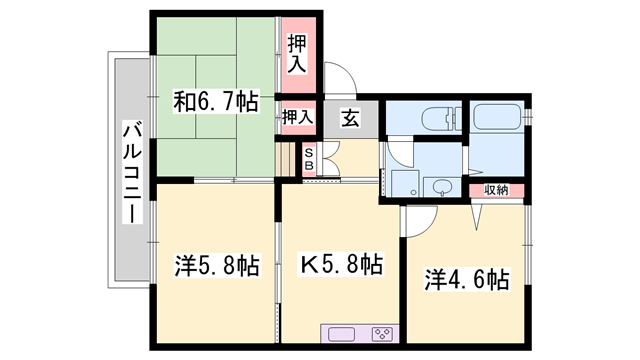 パークアヴェニューB棟の物件間取画像
