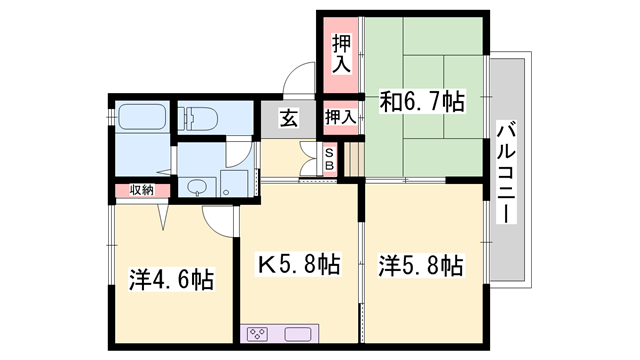 パークアヴェニューB棟の物件間取画像
