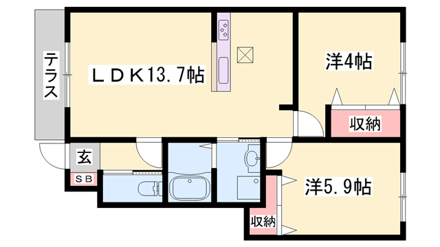 フェリア山崎 B棟の物件間取画像