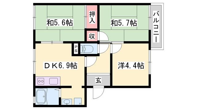 ガーデンハイツ緑ヶ丘 E棟の物件間取画像