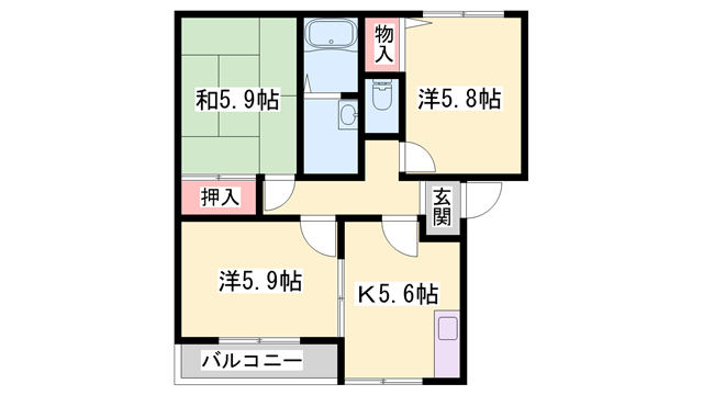 ウォームフロント岡田の物件間取画像