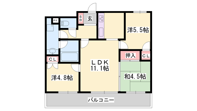 サンワプラザ大手前通の物件間取画像