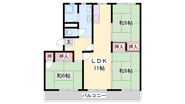 西夢前台ハイツの物件間取画像