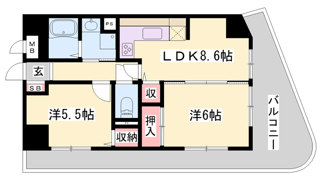ライオンズマンション姫路の物件間取画像