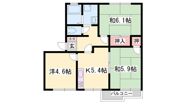 コーポ向陽台　C棟の物件間取画像
