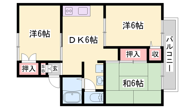 セジュール巽Bの物件間取画像