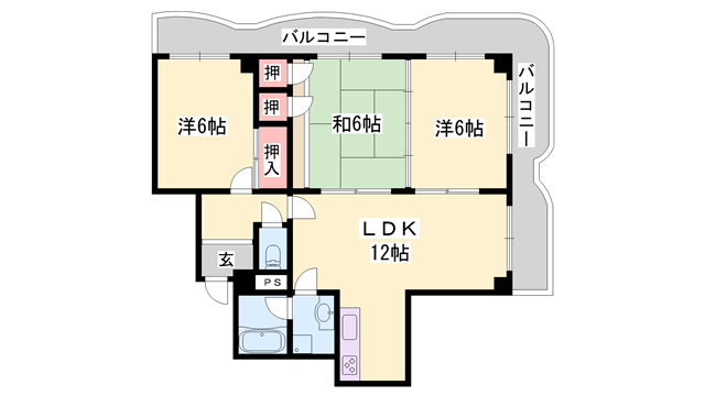 手柄コーポ2号館の物件間取画像