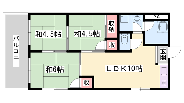 飾磨サンハイツの物件間取画像