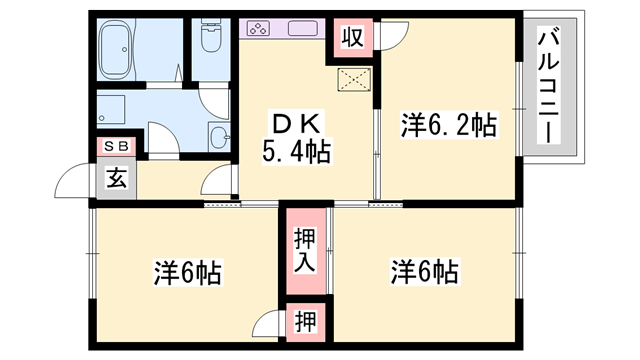 ソレイユ西本パート1Bの物件間取画像