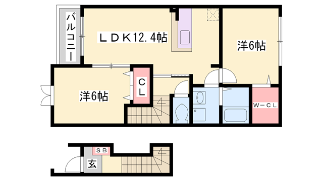 フェリア香呂Bの物件間取画像