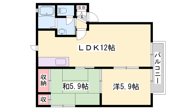 ディアス北新在家B棟の物件間取画像
