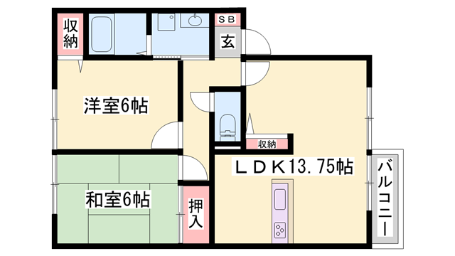 ルミエール御立B棟の物件間取画像