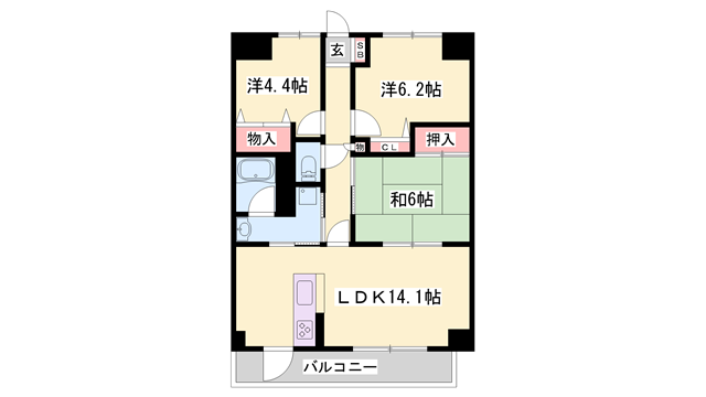 シャトー北条の物件間取画像