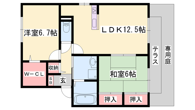 ベルメゾンA棟の物件間取画像