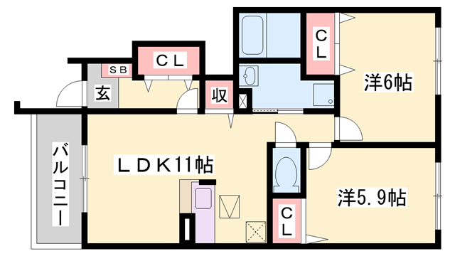 フェリア香呂Ｂの物件間取画像