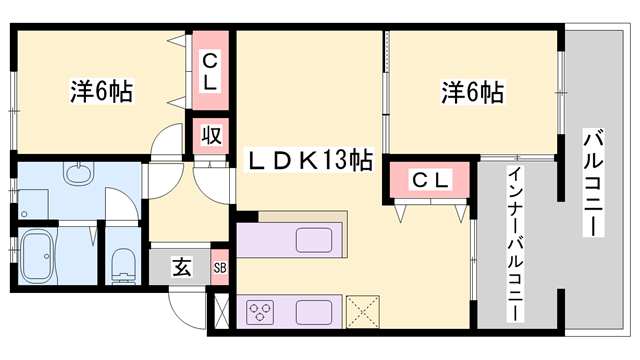 リノスタイル姫路北条の物件間取画像