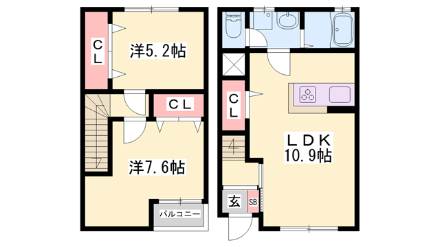 シャレーKの物件間取画像