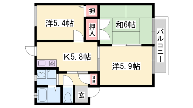 フレグランス小川　A棟の物件間取画像
