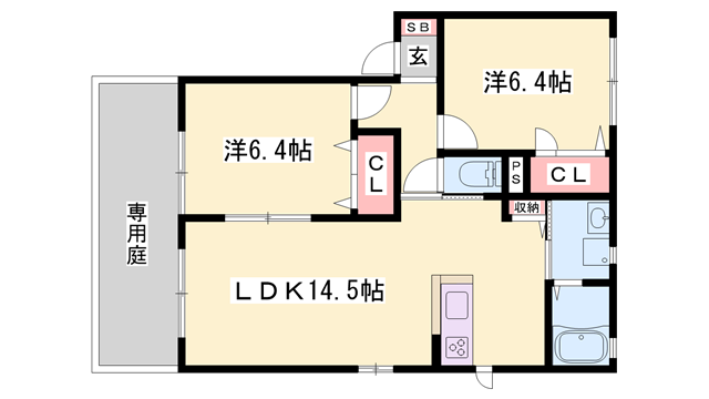 レスポワールB棟の物件間取画像