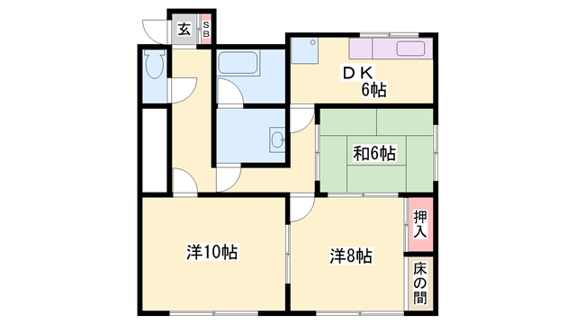 田寺中村コーポの物件間取画像