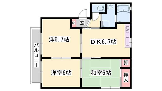 ベニール今宿　A棟の物件間取画像