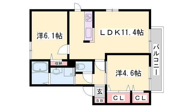 オレンジメゾン C棟の物件間取画像